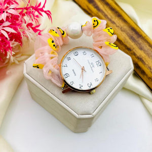 Chic Women's Quartz Watch - Pink Strap, Water Resistant